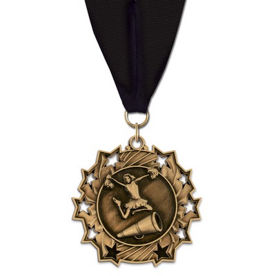 Cheerleading TS Medal w/Grosgrain Neck Ribbon (2¼")