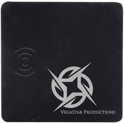 Black Leatherette Wiereless Phone Charging Mat w/USB Cord