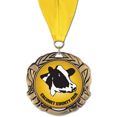XBX Full Color Medal w/Grosgrain Neck Ribbon (2¾")