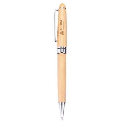 Solstia Bamboo Silver Twist-Action Ballpoint Pen