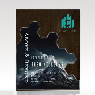 Plaque Hex Puzzle - Customizable Wood Acrylic Award 7x9