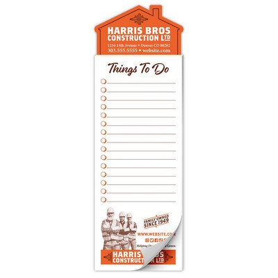 Custom Magna-Pad - 3.5x10.5 25-Sheet with House Shape Magnet - 3.5x10.5