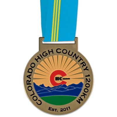 HH Medal w/Custom Printed Looped Millennium Neck Ribbon (3")