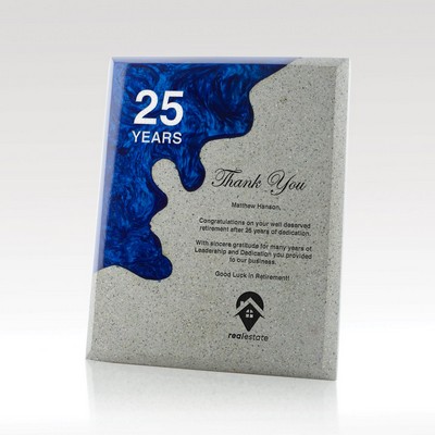 Strata - 8x10 - Blue Concrete and Resin Plaque