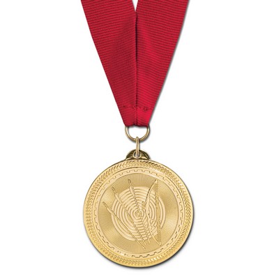 Archery Brite Laser Medal w/Grosgrain Neck Ribbon (2")