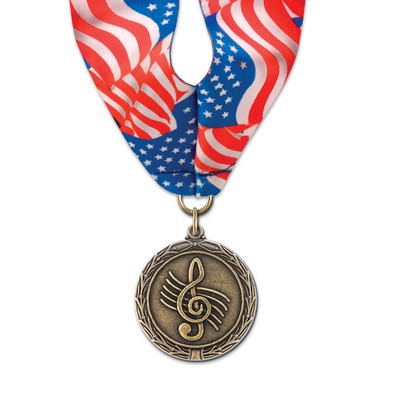 Music Cast MX Medal w/Stock Millennium Neck Ribbon (1½")
