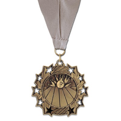 Bowling TS Medal w/Grosgrain Neck Ribbon (2¼")